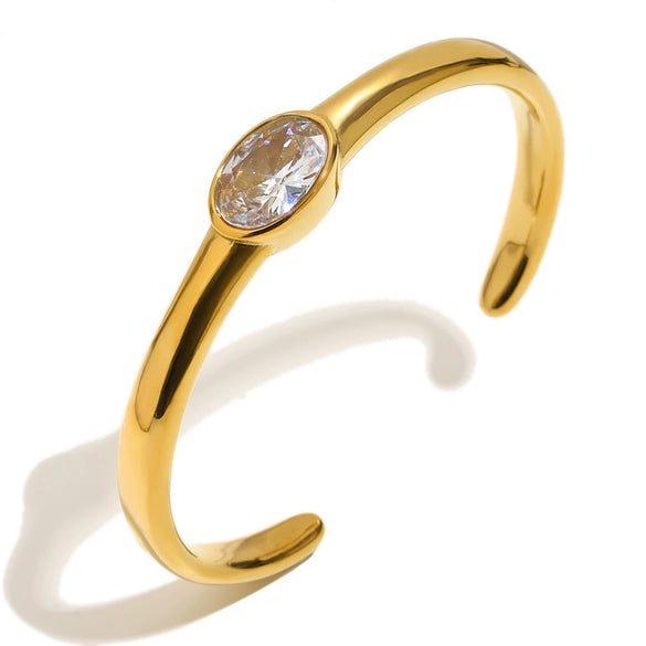 Wholesale Temperament Geometric Stainless Steel 18K Plated Oval Zircon Women's Bracelet Jewelry Accessories