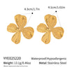 Wholesale Textured Flower Geometric Stainless Steel Earrings And Ring With Electroplating In French Retro Mid Century Style