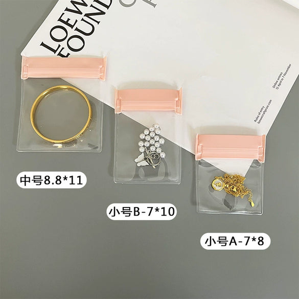 Wholesale Thickened Transparent Soft Eva Antioxidation Sealed Jewelry Bag For Earrings And Bracelet In Pink