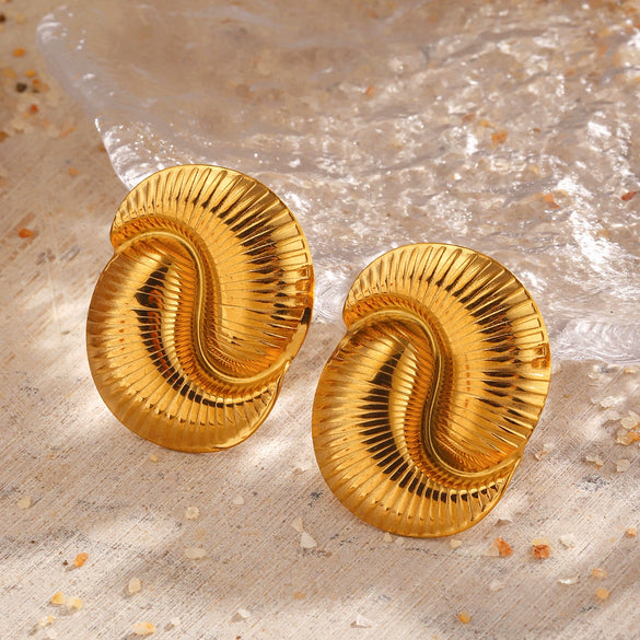 Wholesale Threaded Earrings Stainless Steel Geometric Electroplated Minimalist Women's