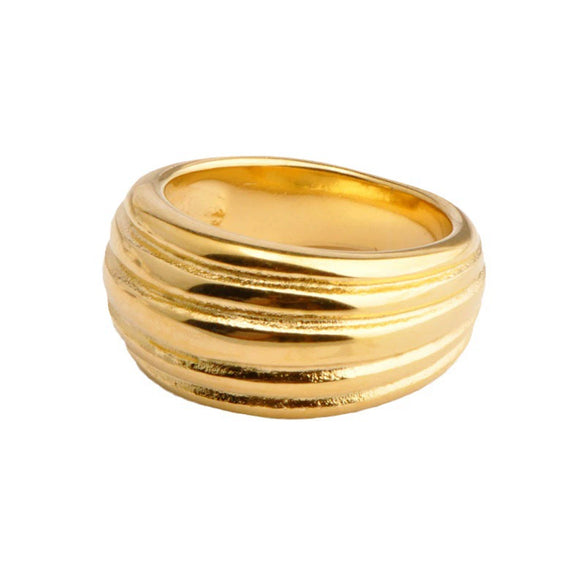 Wholesale Threaded Finger Ring Titanium Steel 18K Gold Plated Personality Flower Design