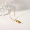Wholesale Three Dimensional Rose Pendant Necklace With O Chain Made Of Stainless Steel And Titanium Steel Vacuum Real Gold Electroplated In Pvd Furnace Flower Pattern For Women