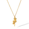 Wholesale Three Dimensional Rose Pendant Necklace With O Chain Made Of Stainless Steel And Titanium Steel Vacuum Real Gold Electroplated In Pvd Furnace Flower Pattern For Women