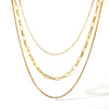 Wholesale Three Layer Stainless Steel Box Chain Necklace With Geometric Design 18K Gold Plated By Vacuum Real Gold Electroplating In Pvd Furnace For Women