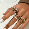 Wholesale Threeinone Hollowout Diamondstudded Oildrip Stainless Steel Ring With Geometric Shape Electroplated For Unisex