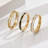Wholesale Threeinone Hollowout Diamondstudded Oildrip Stainless Steel Ring With Geometric Shape Electroplated For Unisex
