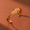 Wholesale Threelayer Wave Hollow Open Bracelet Stainless Steel Electroplated Jewelry