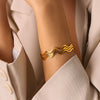 Wholesale Threelayer Wave Hollow Open Bracelet Stainless Steel Electroplated Jewelry