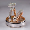 Wholesale Threepiece Ring Copper Rose Gold Color Geometric Retro Style Women's Engagement Ring