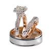 Wholesale Threepiece Ring Copper Rose Gold Color Geometric Retro Style Women's Engagement Ring