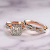 Wholesale Threepiece Ring Copper Rose Gold Color Geometric Retro Style Women's Engagement Ring