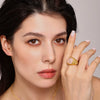 Wholesale Tiger Eye Ring For Middle Aged Women Light Luxury Geometric Stainless Steel 18K Real Gold Electroplated