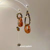 Wholesale Tiger Eye Stone Geometric Asymmetric Pendant Earrings Handmade Vintage Style For Women
