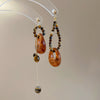 Wholesale Tiger Eye Stone Geometric Asymmetric Pendant Earrings Handmade Vintage Style For Women