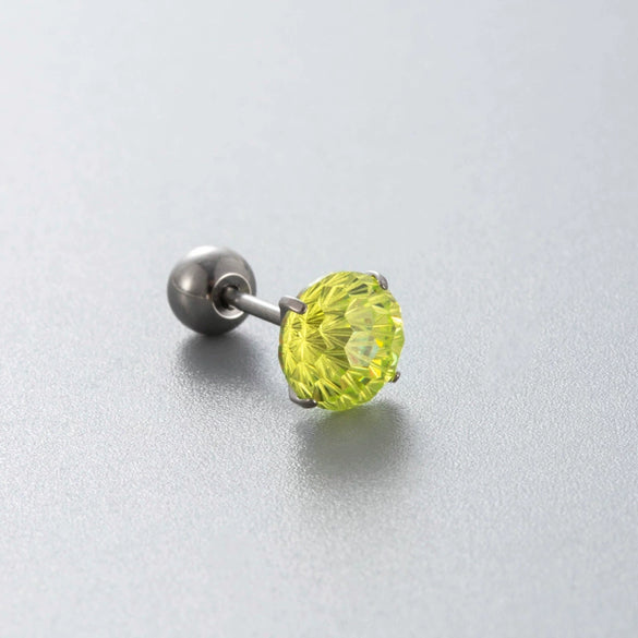 Wholesale Titanium Alloy Geometric Spiral Women's Ear Nail With Fireworks Zircon