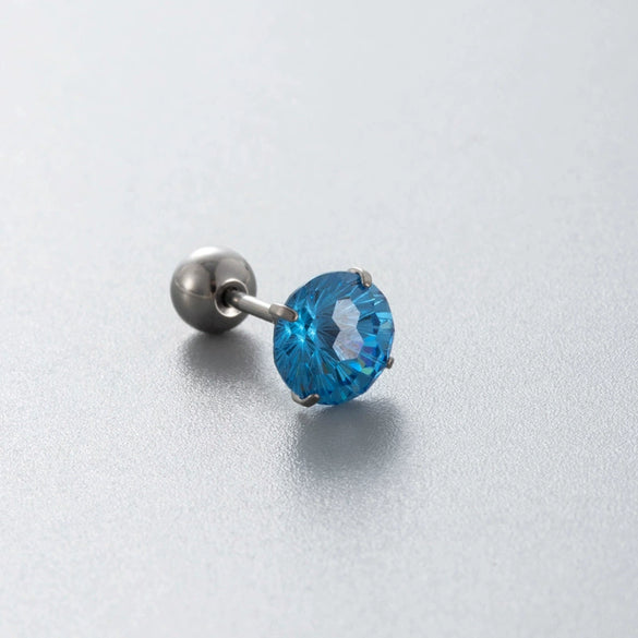 Wholesale Titanium Alloy Geometric Spiral Women's Ear Nail With Fireworks Zircon