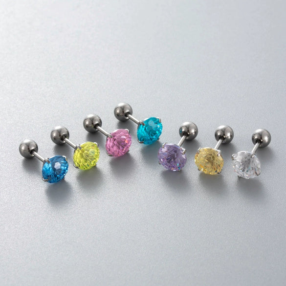 Wholesale Titanium Alloy Geometric Spiral Women's Ear Nail With Fireworks Zircon