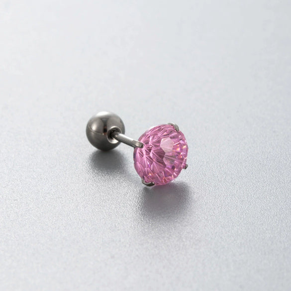 Wholesale Titanium Alloy Geometric Spiral Women's Ear Nail With Fireworks Zircon