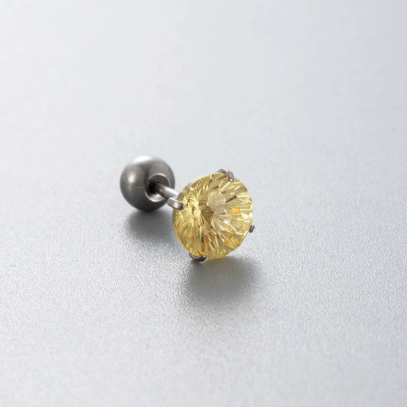 Wholesale Titanium Alloy Geometric Spiral Women's Ear Nail With Fireworks Zircon