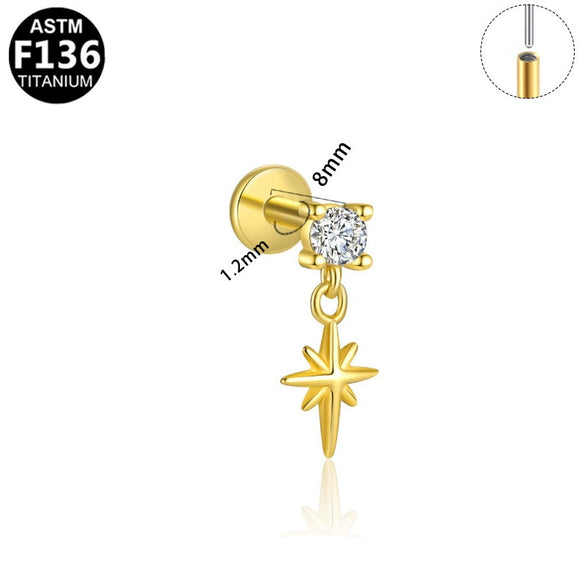 Wholesale Titanium Alloy Geometric Star Stud Earrings With Electroplating And Minimalist Highend Piercing Design For Unisex
