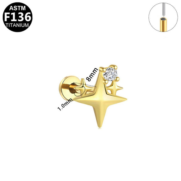 Wholesale Titanium Alloy Geometric Star Stud Earrings With Electroplating And Minimalist Highend Piercing Design For Unisex