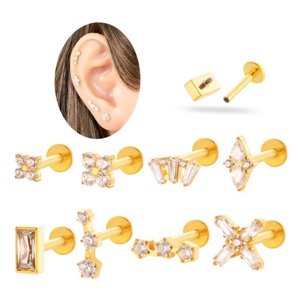 Wholesale Titanium Alloy Geometric Style Electroplated Ear Bone Nail Puncture Jewelry