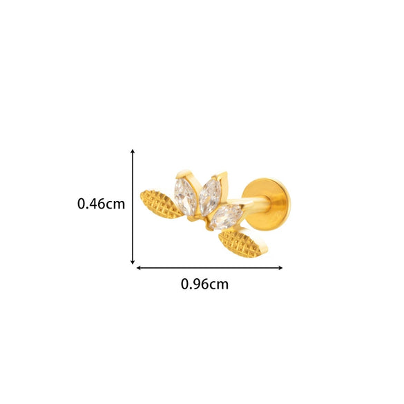Wholesale Titanium Alloy Heart Shape Butterfly Inner Teeth Screw Lip Nail Lever Ear Bone Nail Fashion Cartilage Puncture Earrings For Women With Electroplating Treatment