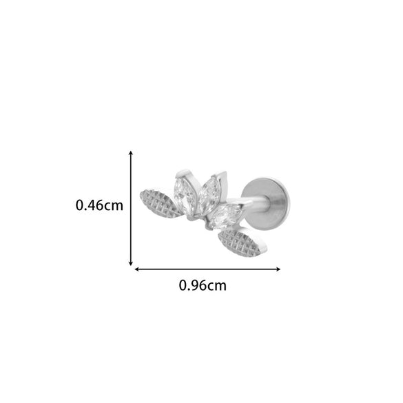 Wholesale Titanium Alloy Heart Shape Butterfly Inner Teeth Screw Lip Nail Lever Ear Bone Nail Fashion Cartilage Puncture Earrings For Women With Electroplating Treatment