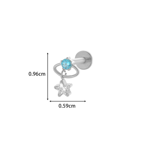 Wholesale Titanium Alloy Heart Shape Butterfly Inner Teeth Screw Lip Nail Lever Ear Bone Nail Fashion Cartilage Puncture Earrings For Women With Electroplating Treatment