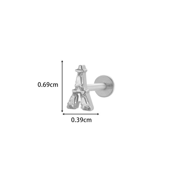 Wholesale Titanium Alloy Heart Shape Butterfly Inner Teeth Screw Lip Nail Lever Ear Bone Nail Fashion Cartilage Puncture Earrings For Women With Electroplating Treatment