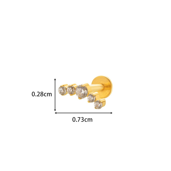 Wholesale Titanium Alloy Heart Shape Butterfly Inner Teeth Screw Lip Nail Lever Ear Bone Nail Fashion Cartilage Puncture Earrings For Women With Electroplating Treatment
