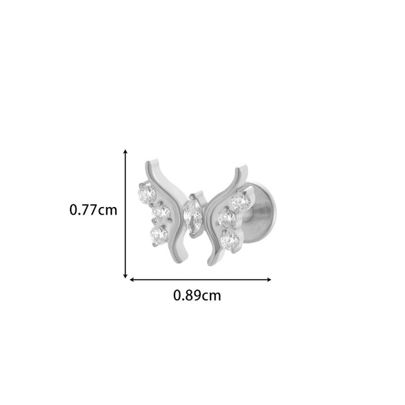 Wholesale Titanium Alloy Heart Shape Butterfly Inner Teeth Screw Lip Nail Lever Ear Bone Nail Fashion Cartilage Puncture Earrings For Women With Electroplating Treatment
