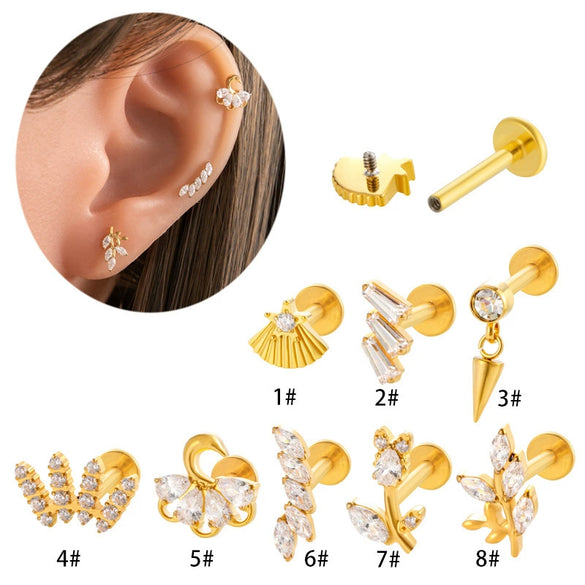Wholesale Titanium Alloy Heart Shape Electroplated Women's Cartilage Puncture Earrings