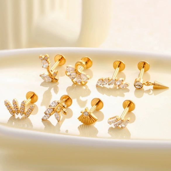 Wholesale Titanium Alloy Heart Shape Electroplated Women's Cartilage Puncture Earrings