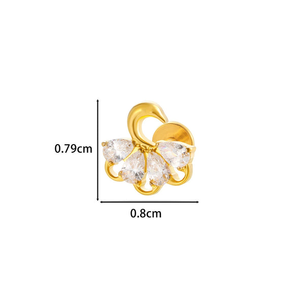 Wholesale Titanium Alloy Heart Shape Electroplated Women's Cartilage Puncture Earrings
