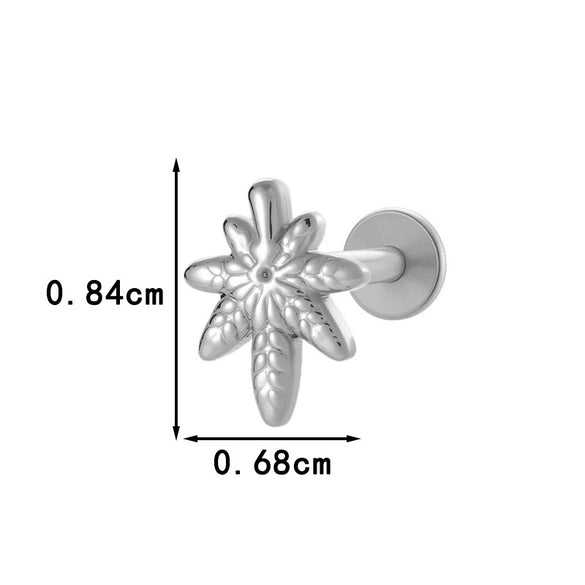 Wholesale Titanium Alloy Heart Shape Piercing Jewelry For Women Electroplated Inner Tooth Screw Rod Lip Nail Ear Bone Nail