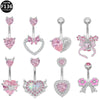 Wholesale Titanium Alloy Heartshaped Navel Ring Pink Zircon Series