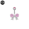 Wholesale Titanium Alloy Heartshaped Navel Ring Pink Zircon Series