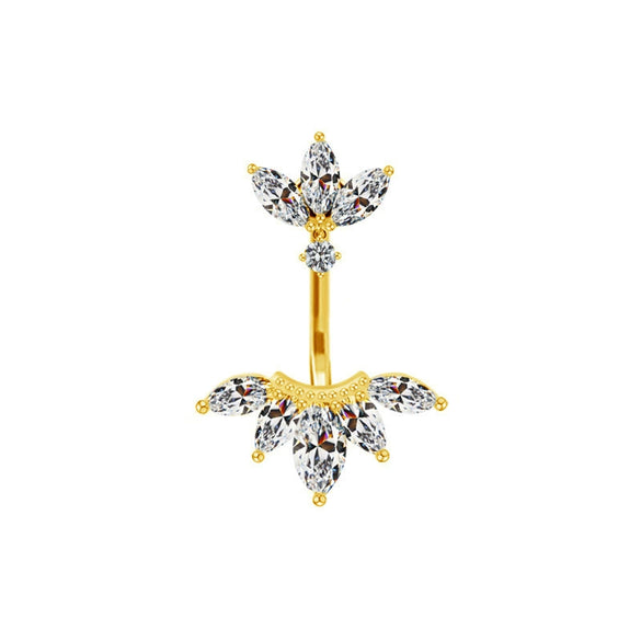 Wholesale Titanium Alloy Heartshaped Zircon Navel Ring For Unisex