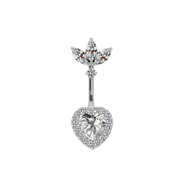 Wholesale Titanium Alloy Heartshaped Zircon Navel Ring For Unisex