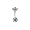 Wholesale Titanium Alloy Heartshaped Zircon Navel Ring For Unisex