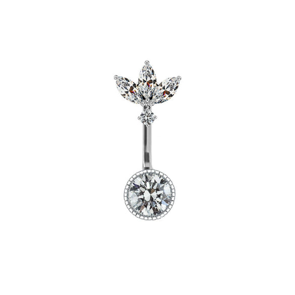 Wholesale Titanium Alloy Heartshaped Zircon Navel Ring For Unisex