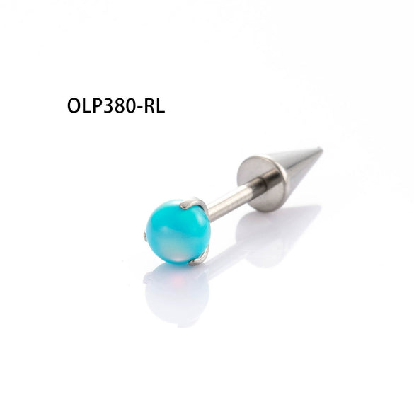 Wholesale Titanium Alloy Inlaid Gem Geometric Style Pointed Cone Ear Nail For Unisex