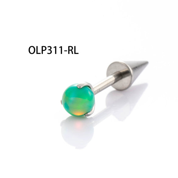 Wholesale Titanium Alloy Inlaid Gem Geometric Style Pointed Cone Ear Nail For Unisex
