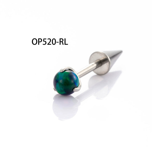 Wholesale Titanium Alloy Inlaid Gem Geometric Style Pointed Cone Ear Nail For Unisex