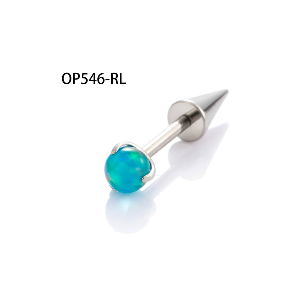 Wholesale Titanium Alloy Inlaid Gem Geometric Style Pointed Cone Ear Nail For Unisex