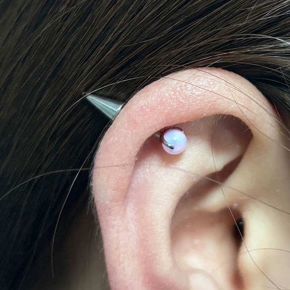 Wholesale Titanium Alloy Inlaid Gem Geometric Style Pointed Cone Ear Nail For Unisex