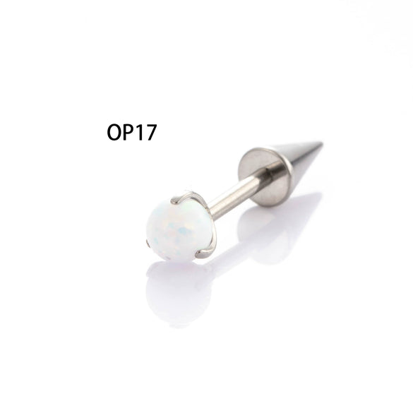 Wholesale Titanium Alloy Inlaid Gem Geometric Style Pointed Cone Ear Nail For Unisex