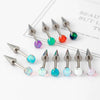 Wholesale Titanium Alloy Inlaid Gem Geometric Style Pointed Cone Ear Nail For Unisex