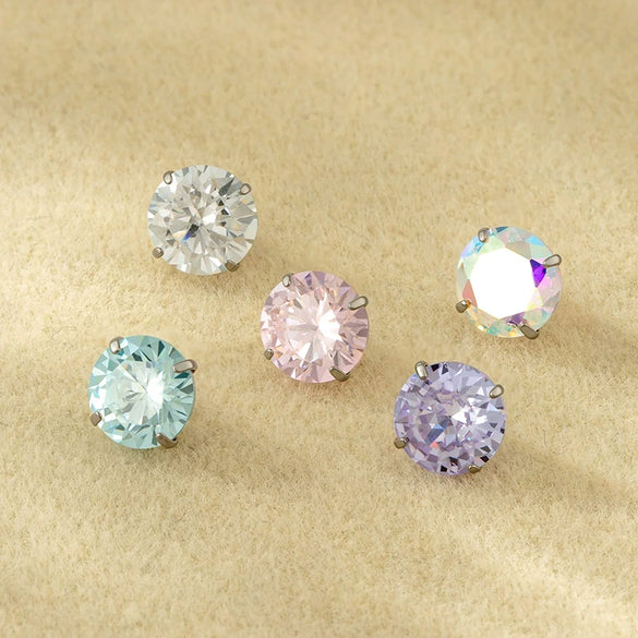 Wholesale Titanium Alloy Punk Style Inner Spiral Replacement Ball Lip Nail Beads With Geometric Zirconia Design For Unisex